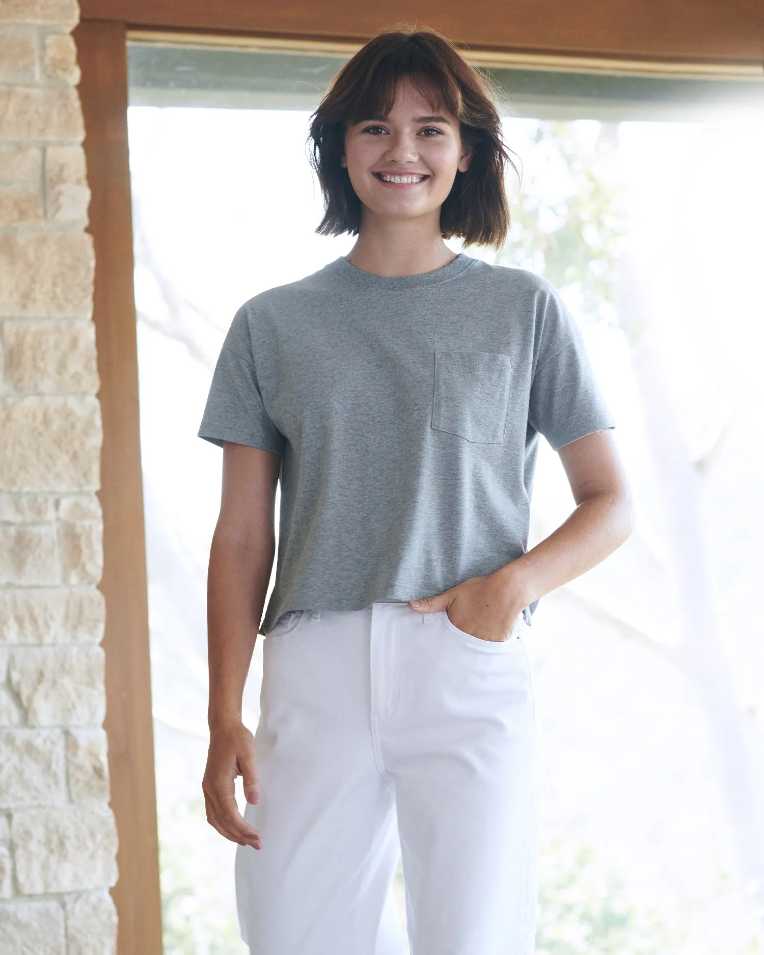 100% Organic Cotton Boxy Pocket Tee