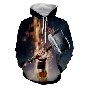 Bold Thor Hammer 3D Printed Thor Hoodie