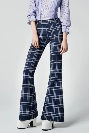 Bootcut Pant Navy Lilac Grid
