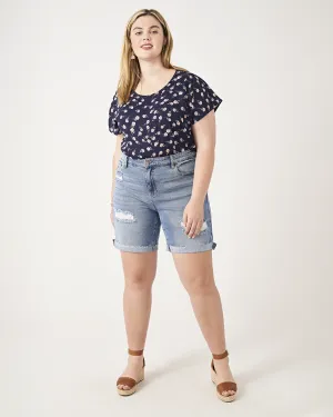 Carolyn Denim Distressed Cuffed Shorts | Medium Wash