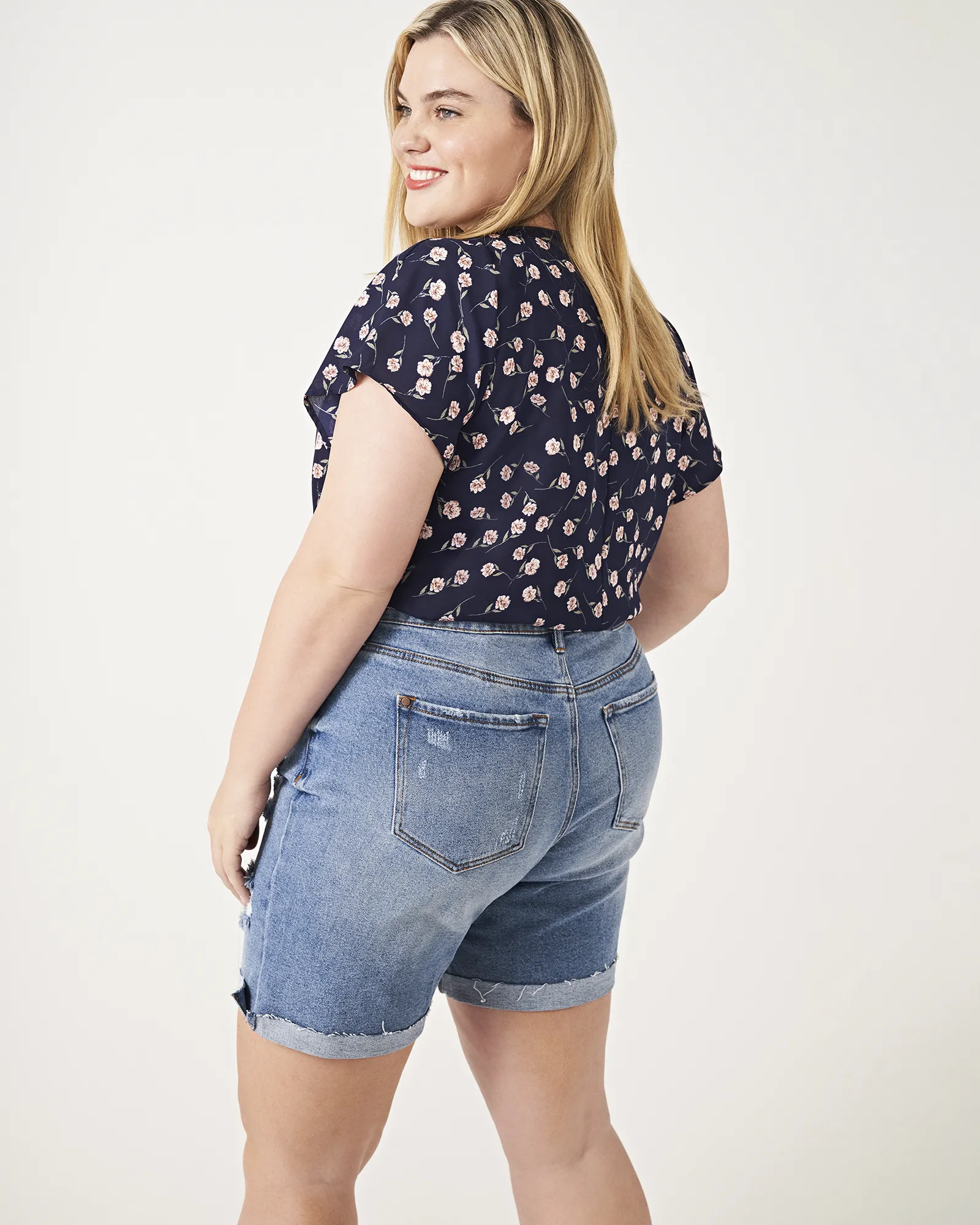 Carolyn Denim Distressed Cuffed Shorts | Medium Wash