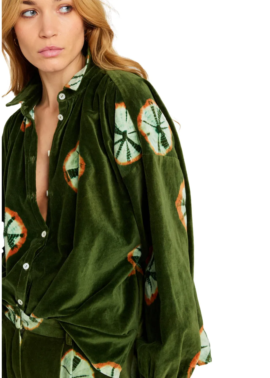Charm blouse in khaki velvet