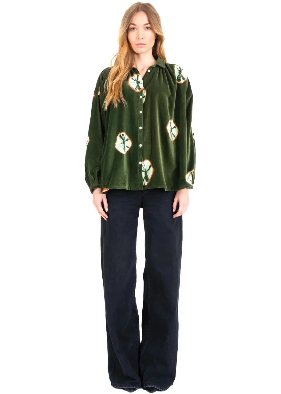 Charm blouse in khaki velvet