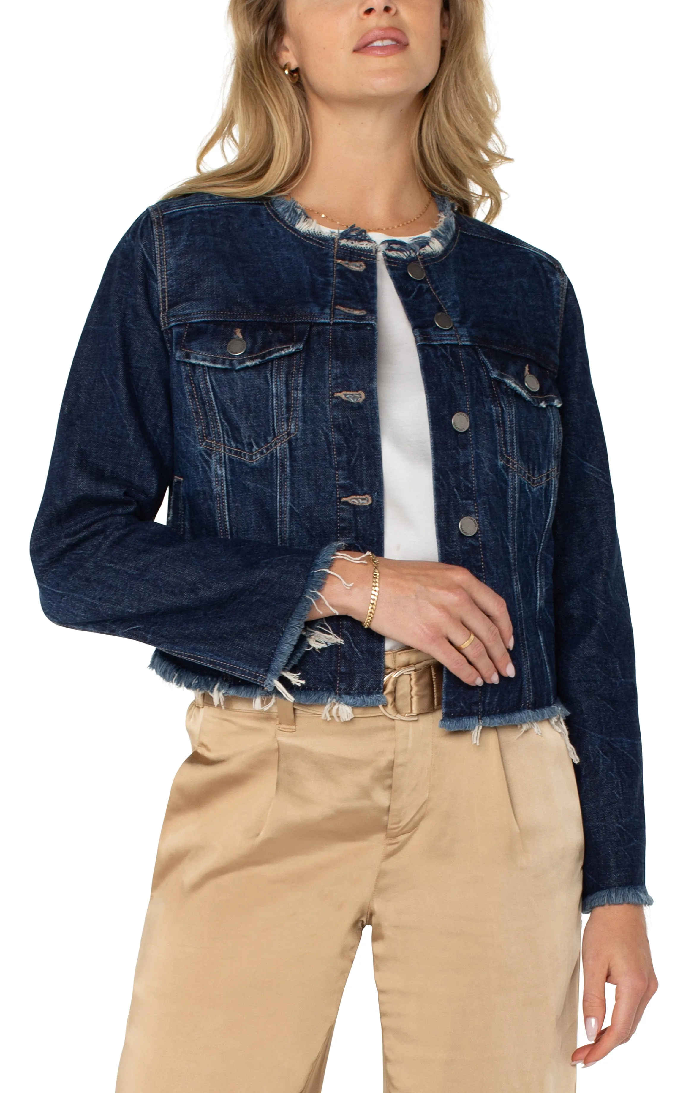 CLASSIC JEAN JACKET WITH FRAY HEM