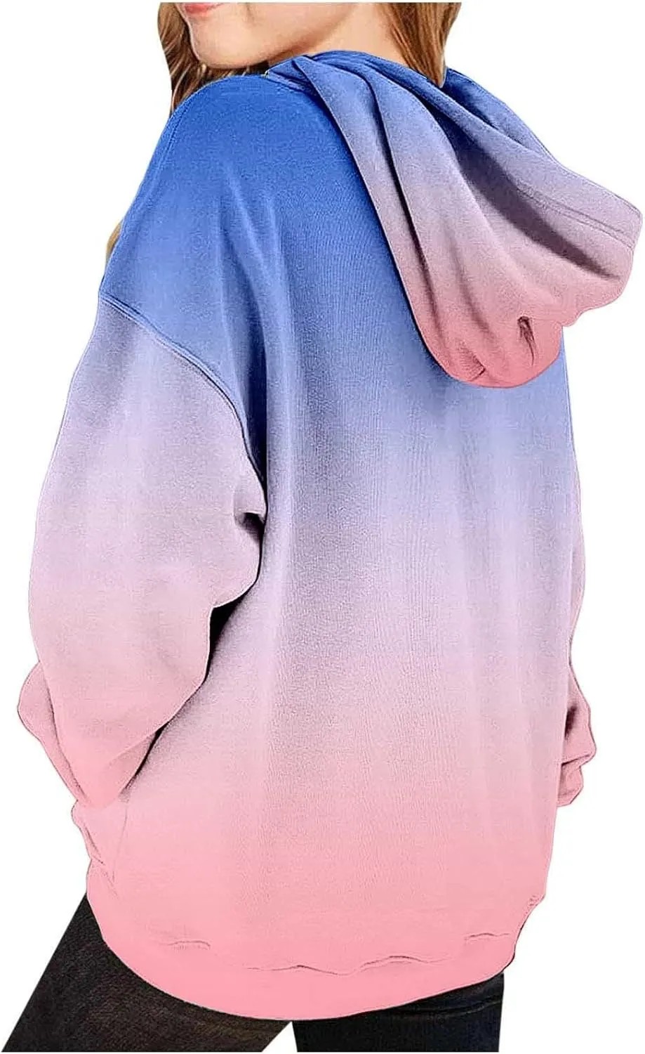 Cute Hoodies for Teen Girls Trendy Preppy Hooded Sweatshirts Oversized Long Sleeve Shirts Gradient Clothes for Girls