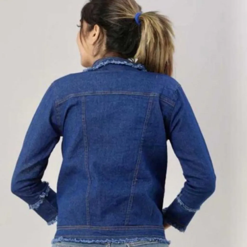 Denim Three Quarter Sleeve Jackets And Waistcoat For Women