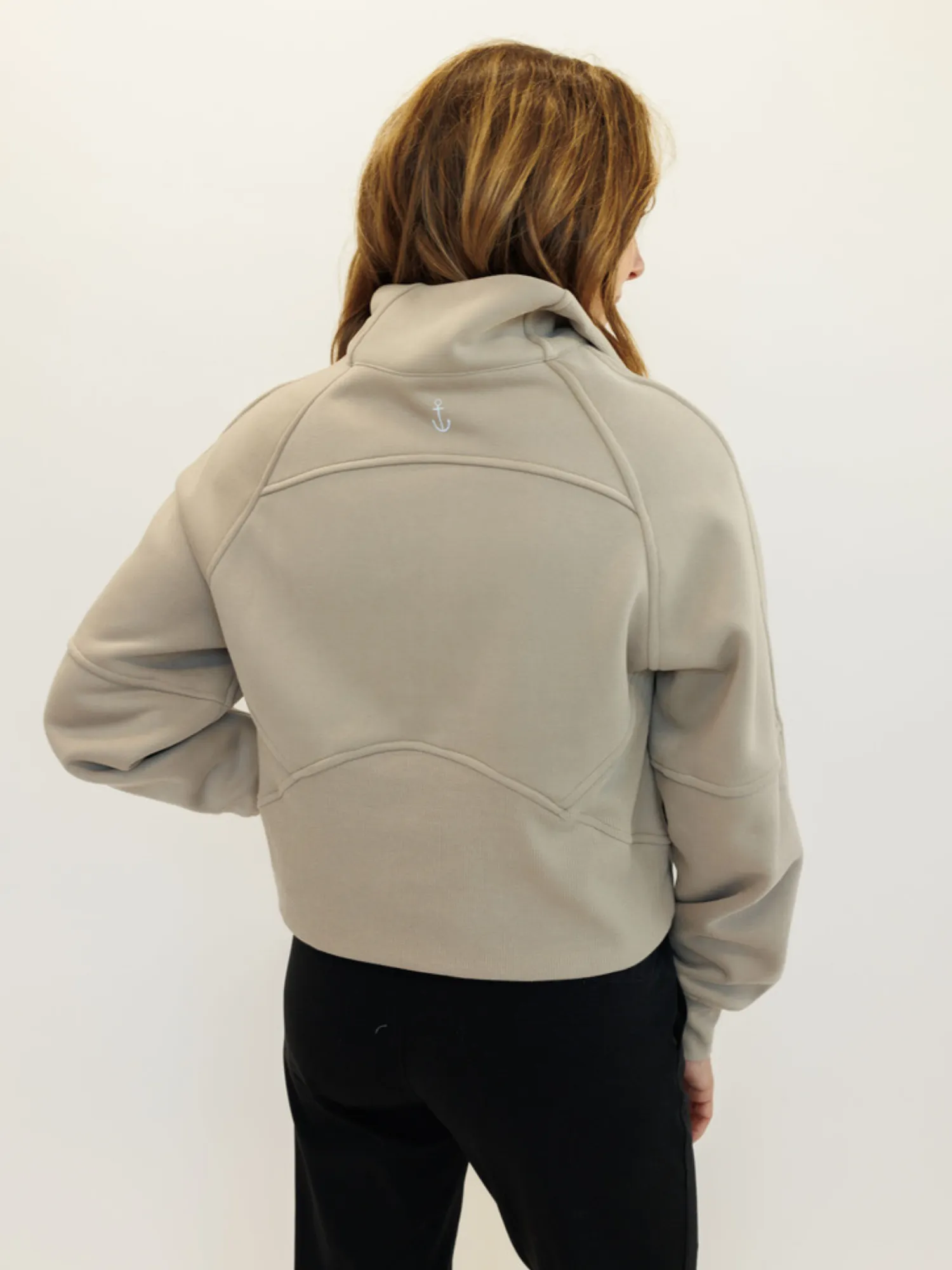 Earth Tone Brown "Ella" Fleece Lined Cropped Quarter Zip Pullover