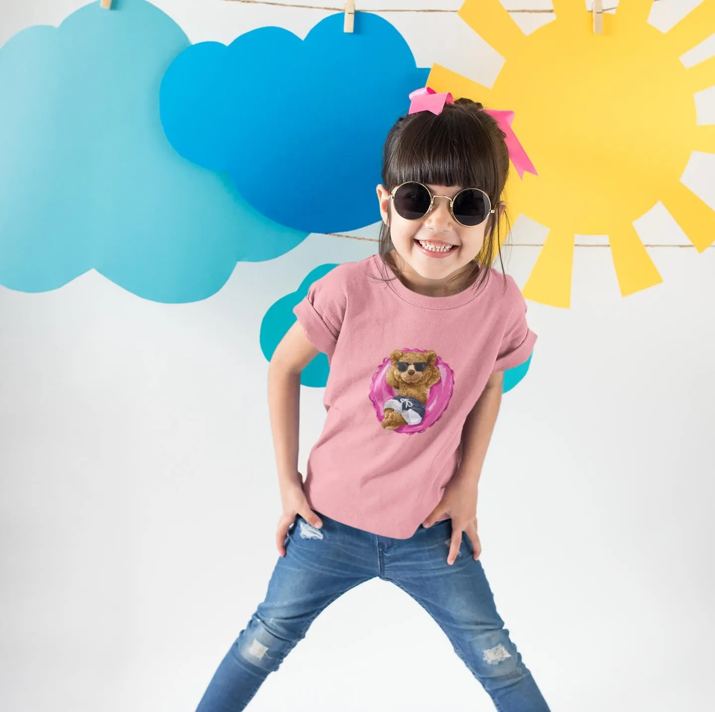 Eco-Friendly Swimming Bear Kids T-shirt