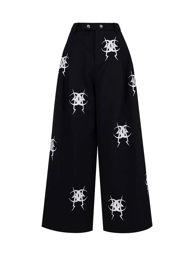 Embroidered Loose Casual Pants