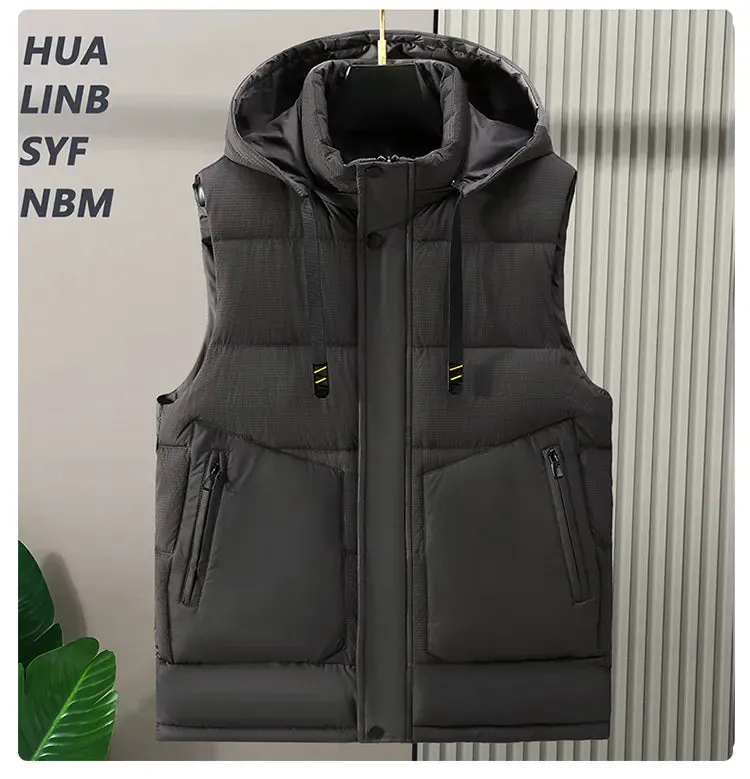 Fashion Trendy Men Cotton Vest Wholesale Winter Menswear New Disassembly Cap Men Cotton Waistcoat Outer Wear Vest Men