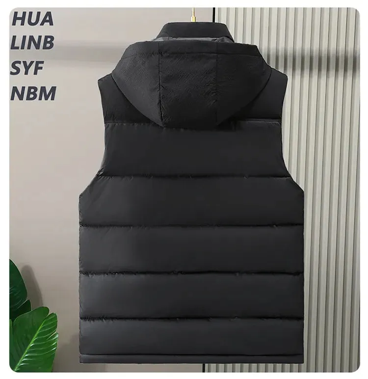 Fashion Trendy Men Cotton Vest Wholesale Winter Menswear New Disassembly Cap Men Cotton Waistcoat Outer Wear Vest Men