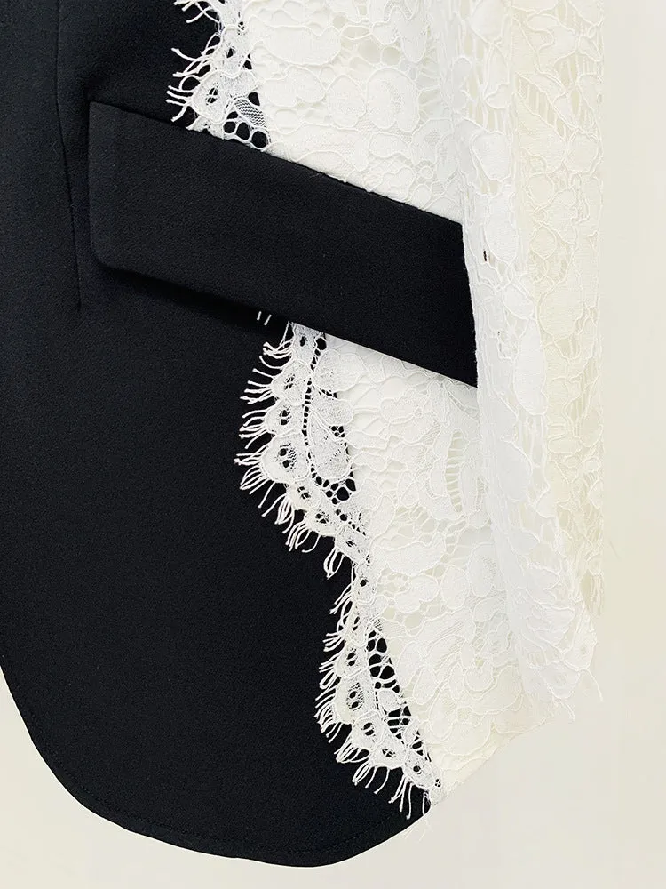 Maira Lace Panel Blazer Set