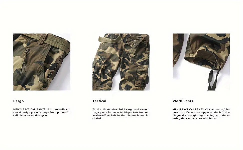 Men's Camouflage High-Performance Multi-functional Cotton Cargo Pants For Hiking Camping And Outdoor Working
