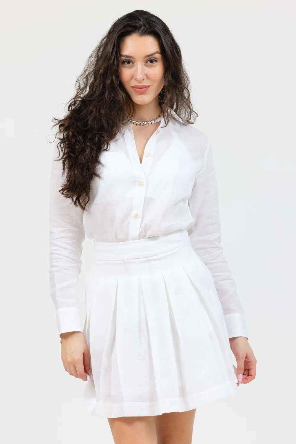 Monaco Linen Skirt - White