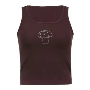 Mushroom Graphic Tees Tank Crop Top