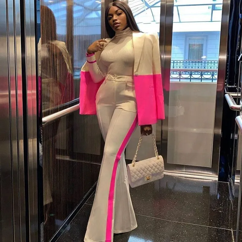 Naomi Color Contrasting Blazer Set