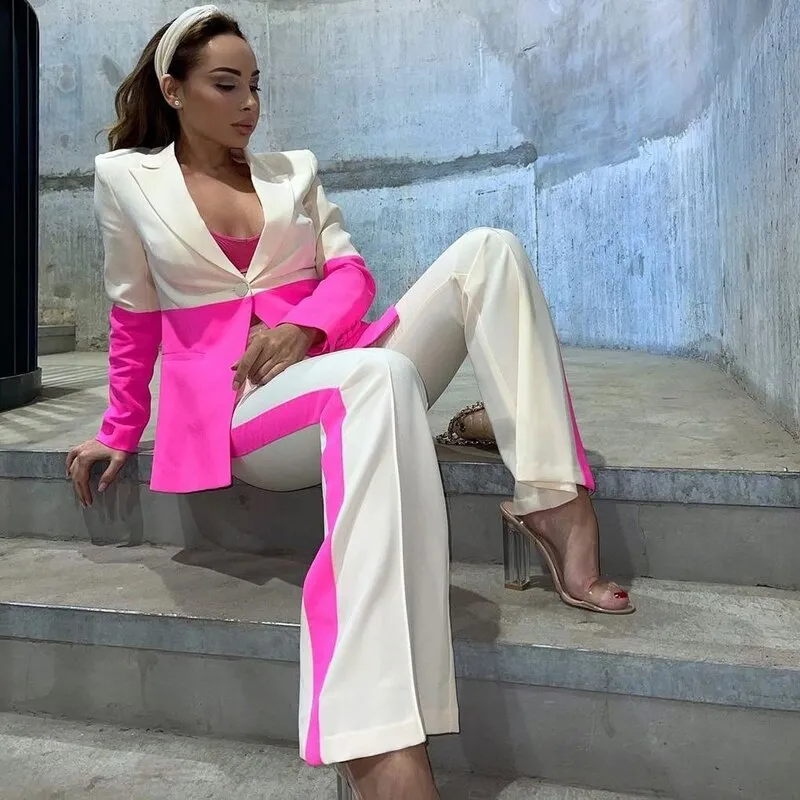 Naomi Color Contrasting Blazer Set