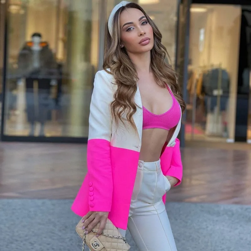 Naomi Color Contrasting Blazer Set