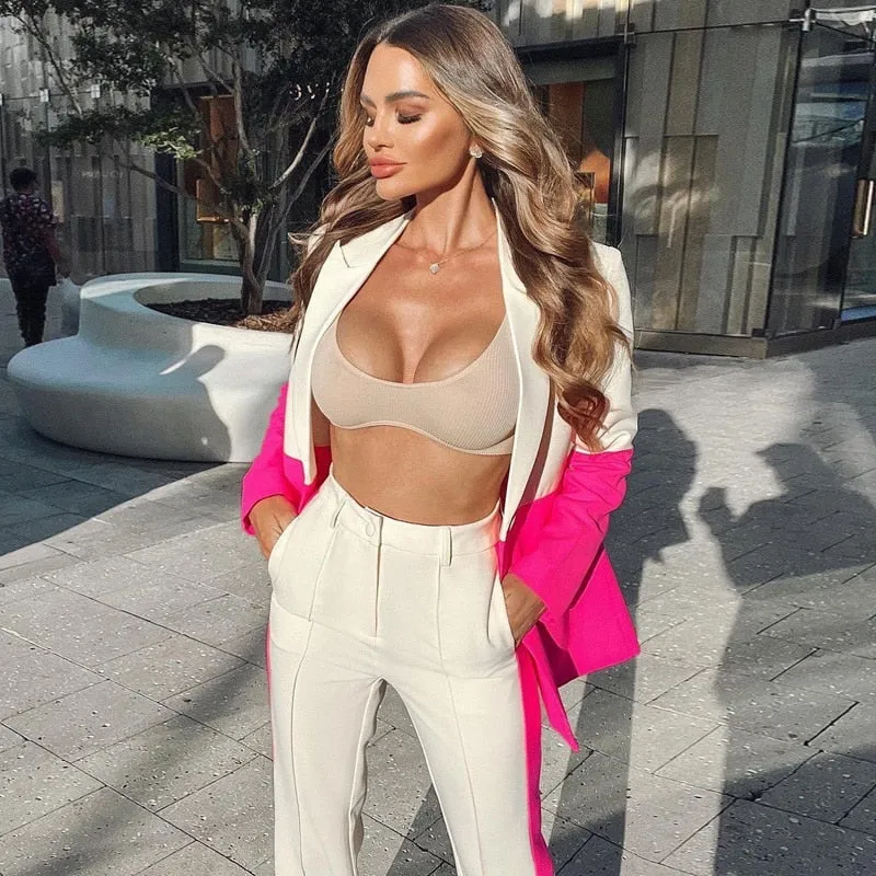 Naomi Color Contrasting Blazer Set