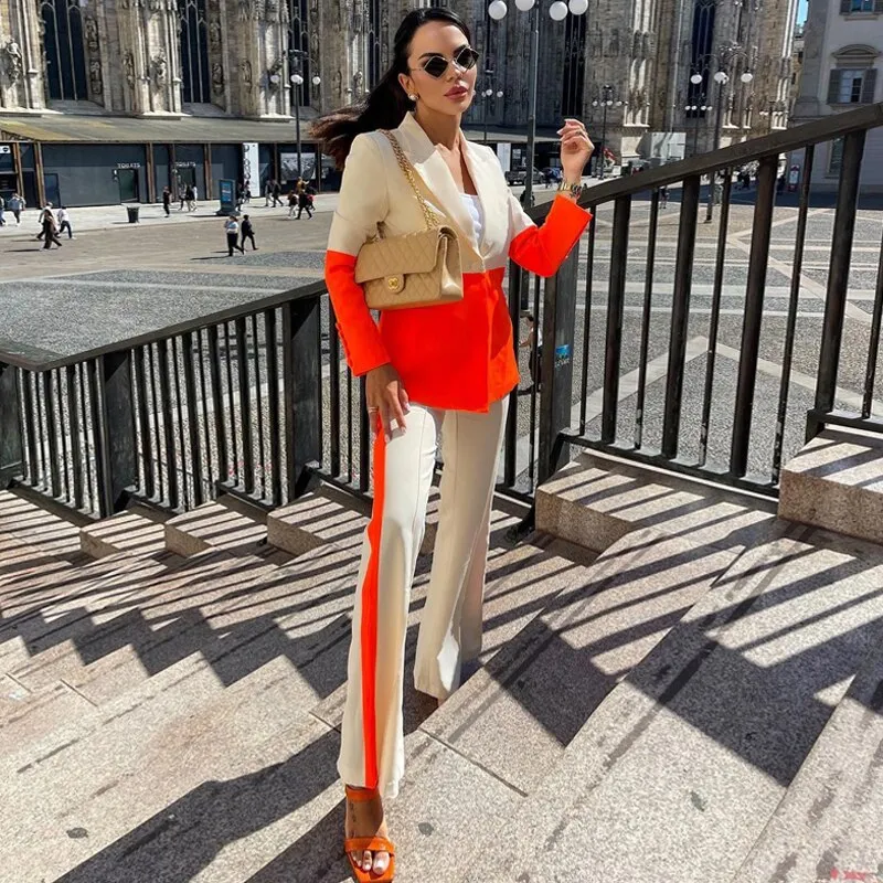 Naomi Color Contrasting Blazer Set