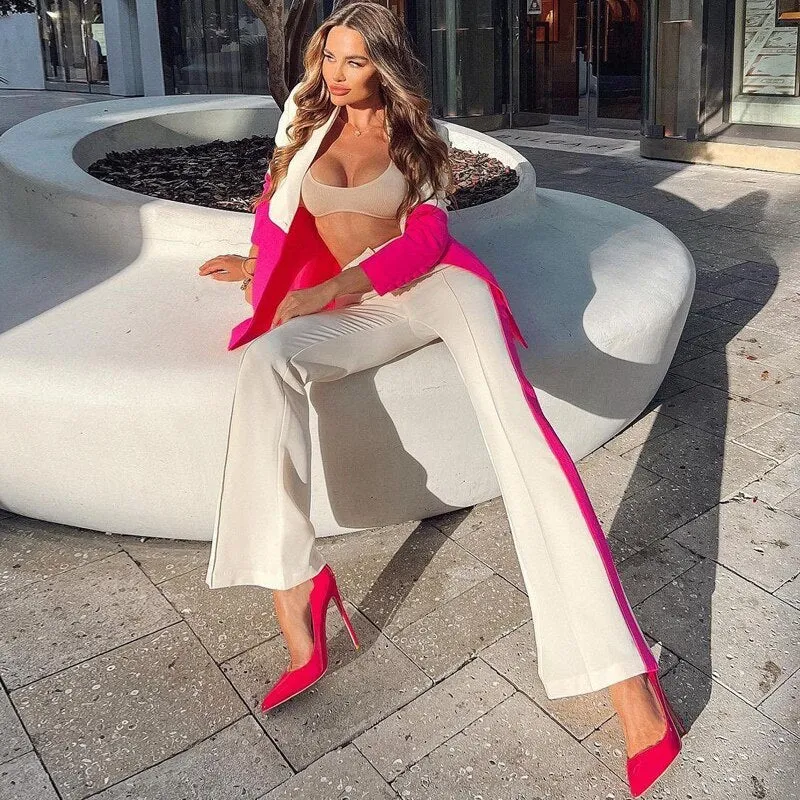 Naomi Color Contrasting Blazer Set