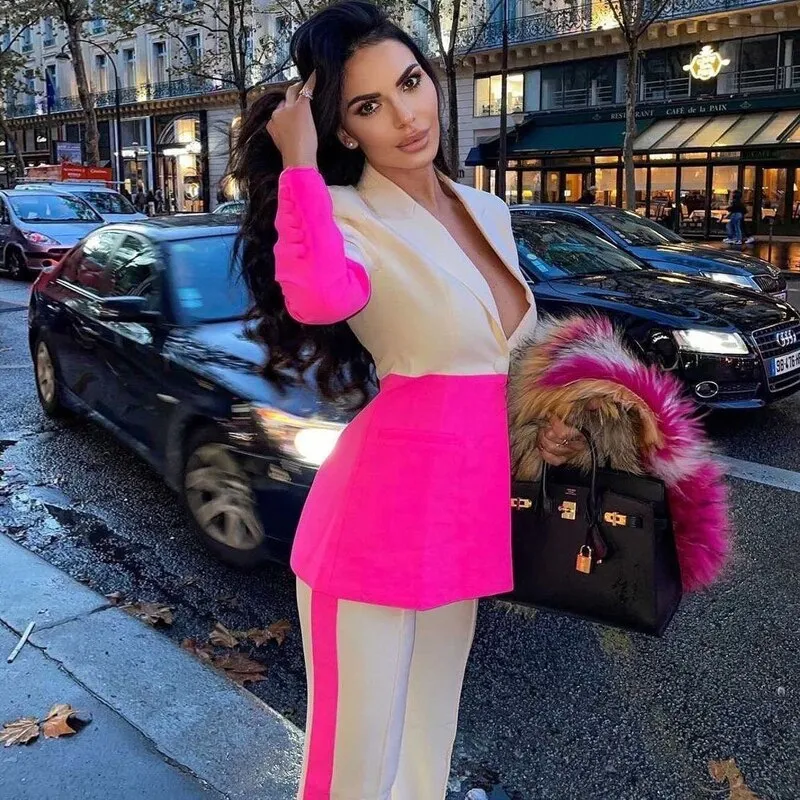 Naomi Color Contrasting Blazer Set