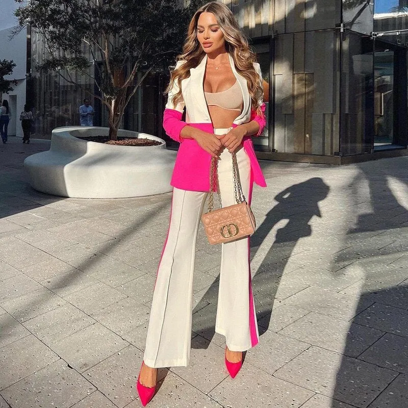 Naomi Color Contrasting Blazer Set