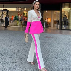 Naomi Color Contrasting Blazer Set