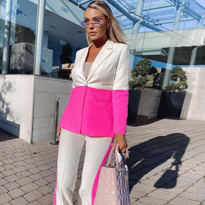 Naomi Color Contrasting Blazer Set