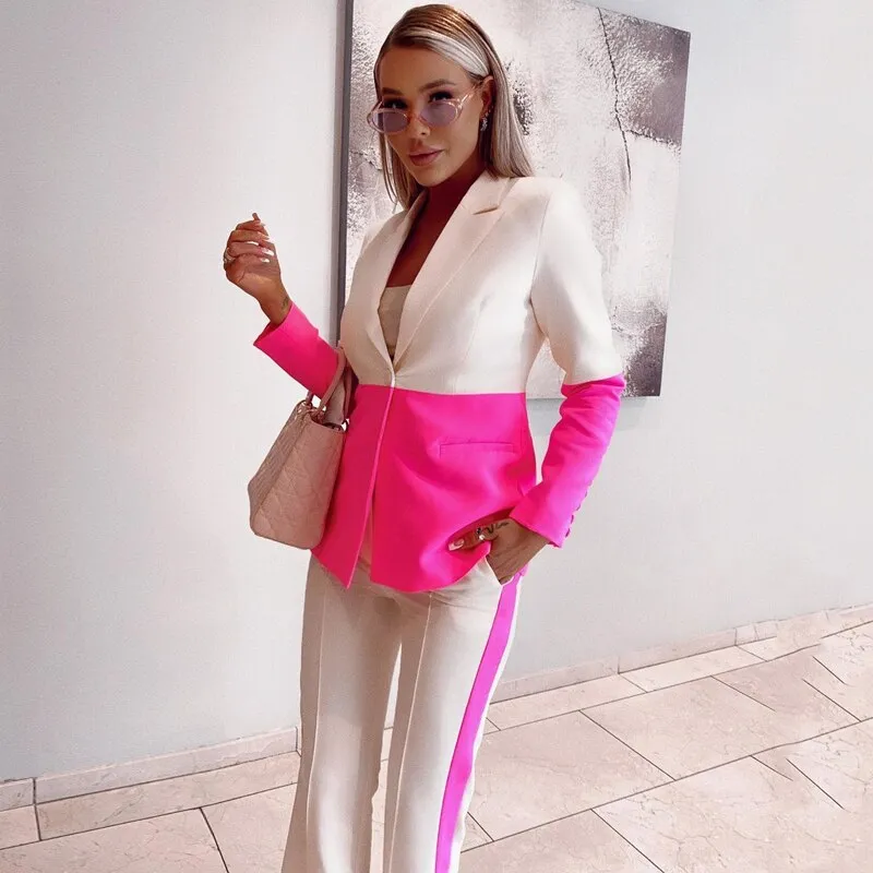 Naomi Color Contrasting Blazer Set