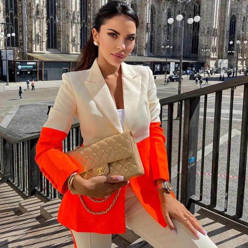 Naomi Color Contrasting Blazer Set