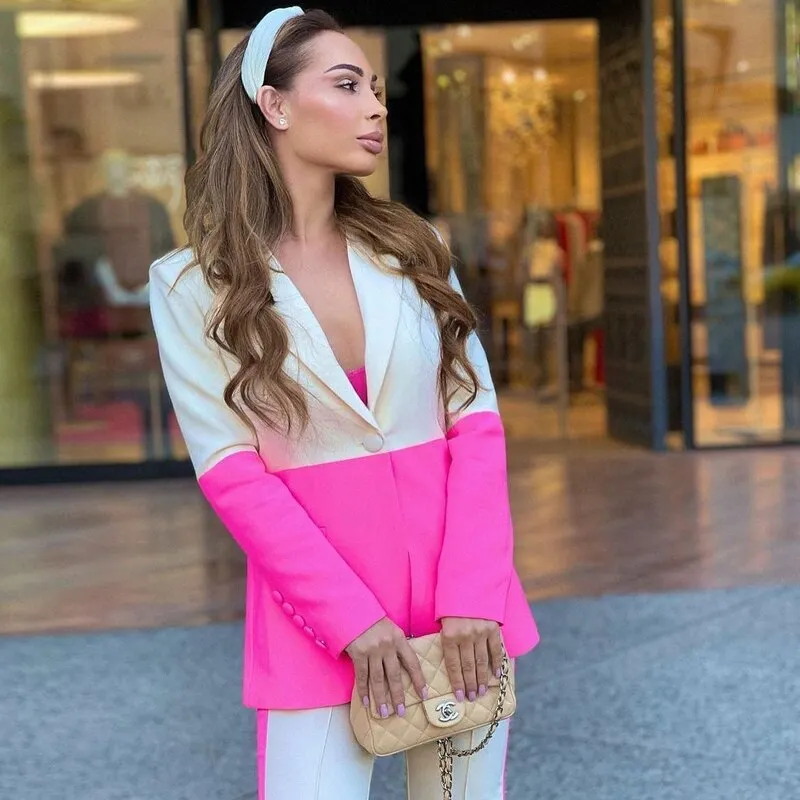 Naomi Color Contrasting Blazer Set