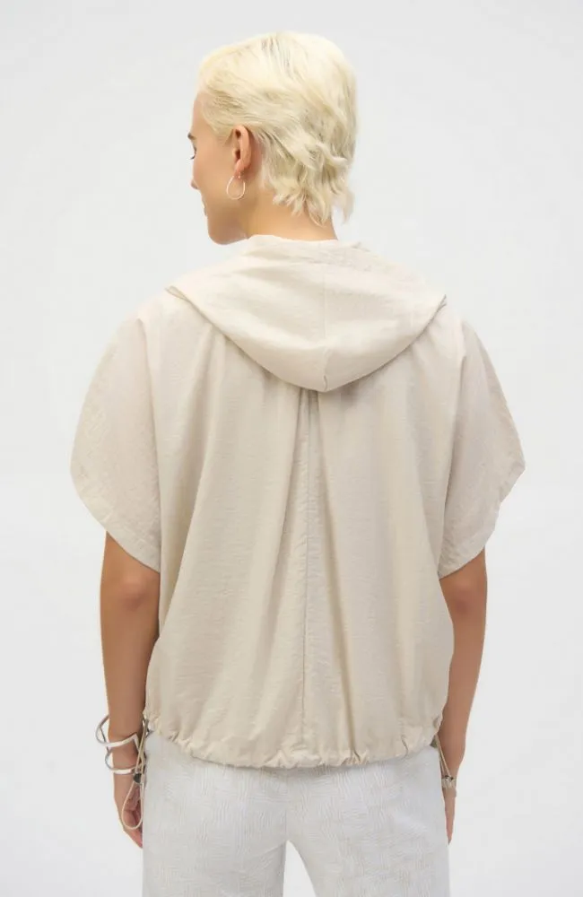 Nylon Hooded Short Sleeve Boxy Jacket