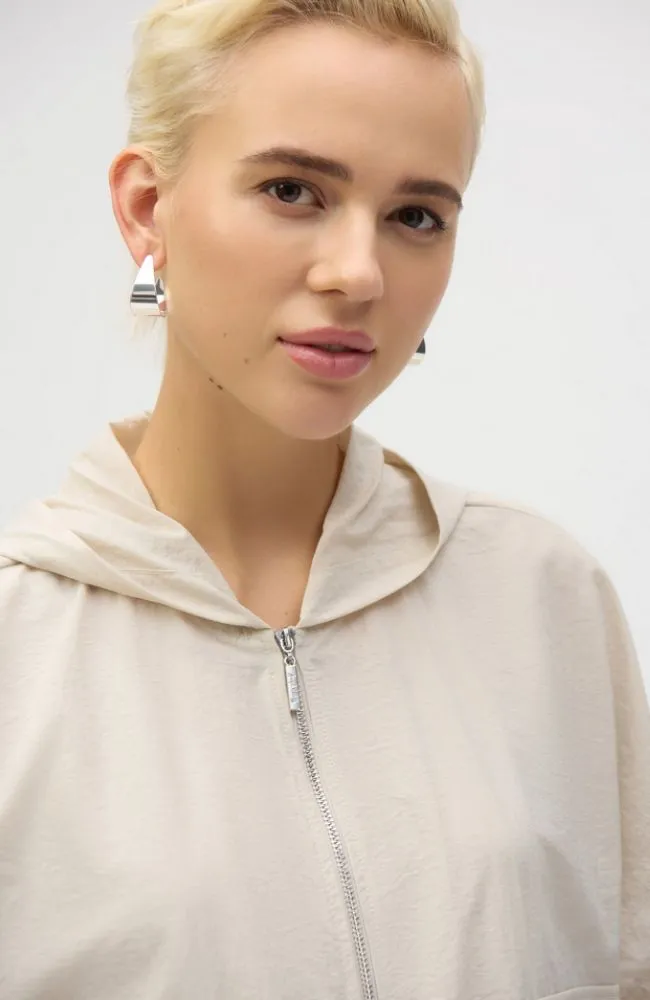 Nylon Hooded Short Sleeve Boxy Jacket