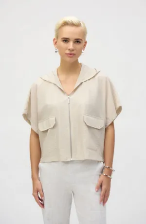 Nylon Hooded Short Sleeve Boxy Jacket