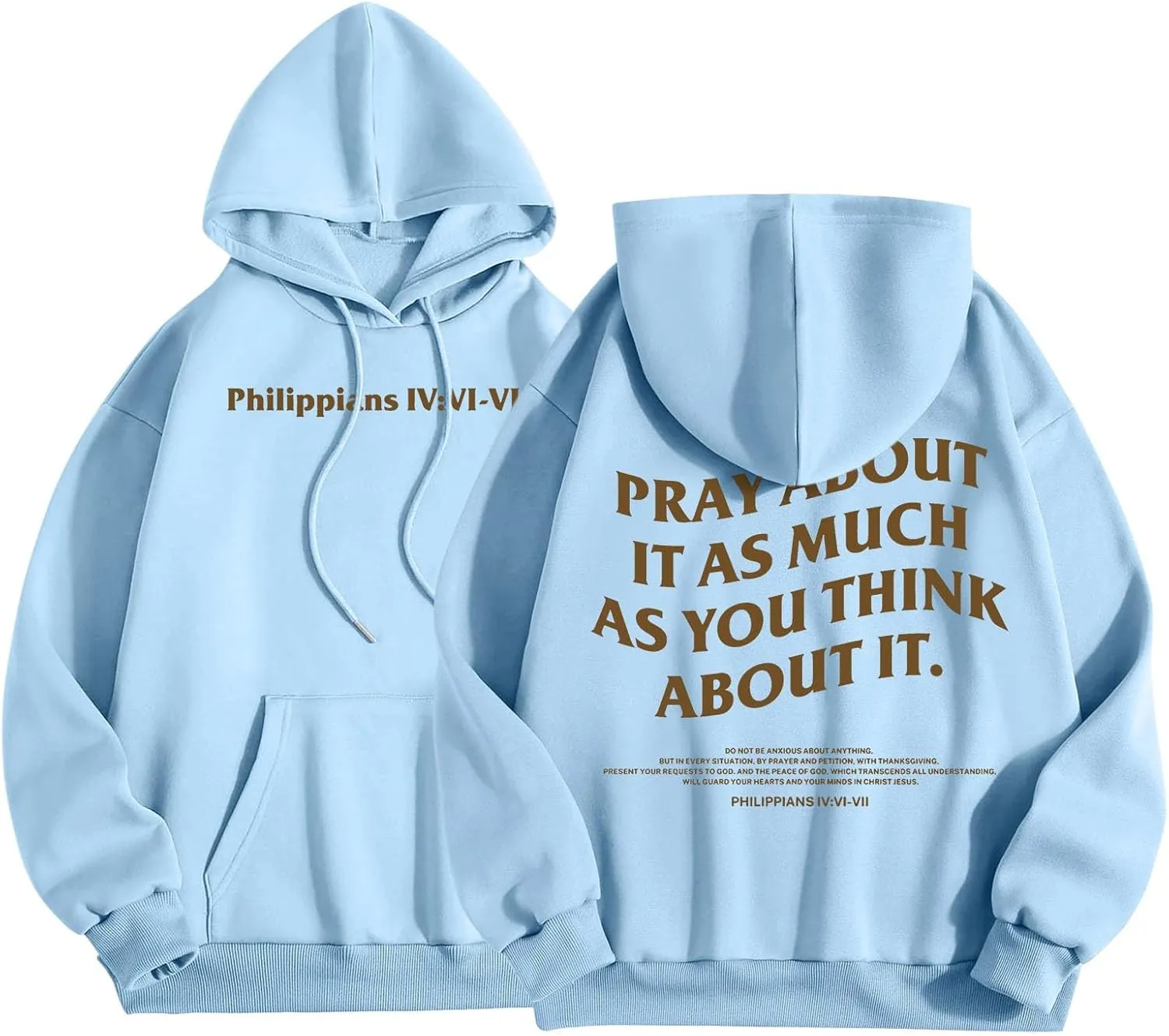 Oversized Hoodies For Women Pray About It As Much As You Think About It Letter Print Pullover Tops With Pocket Fall Winter
