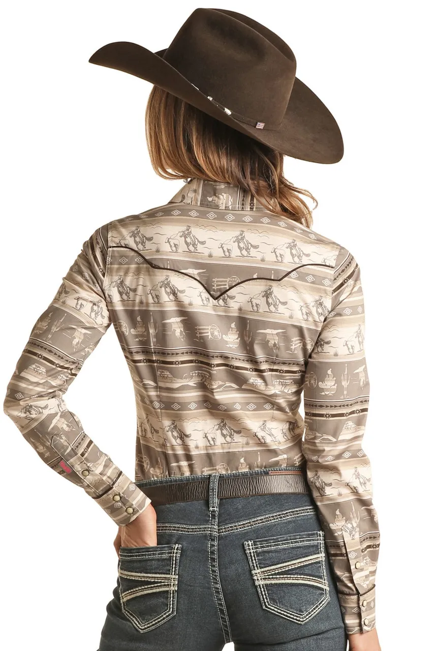 Panhandle Slim Women's Western Print Long Sleeve Snap Shirt