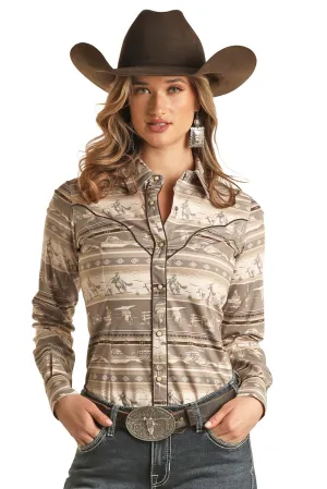 Panhandle Slim Women's Western Print Long Sleeve Snap Shirt