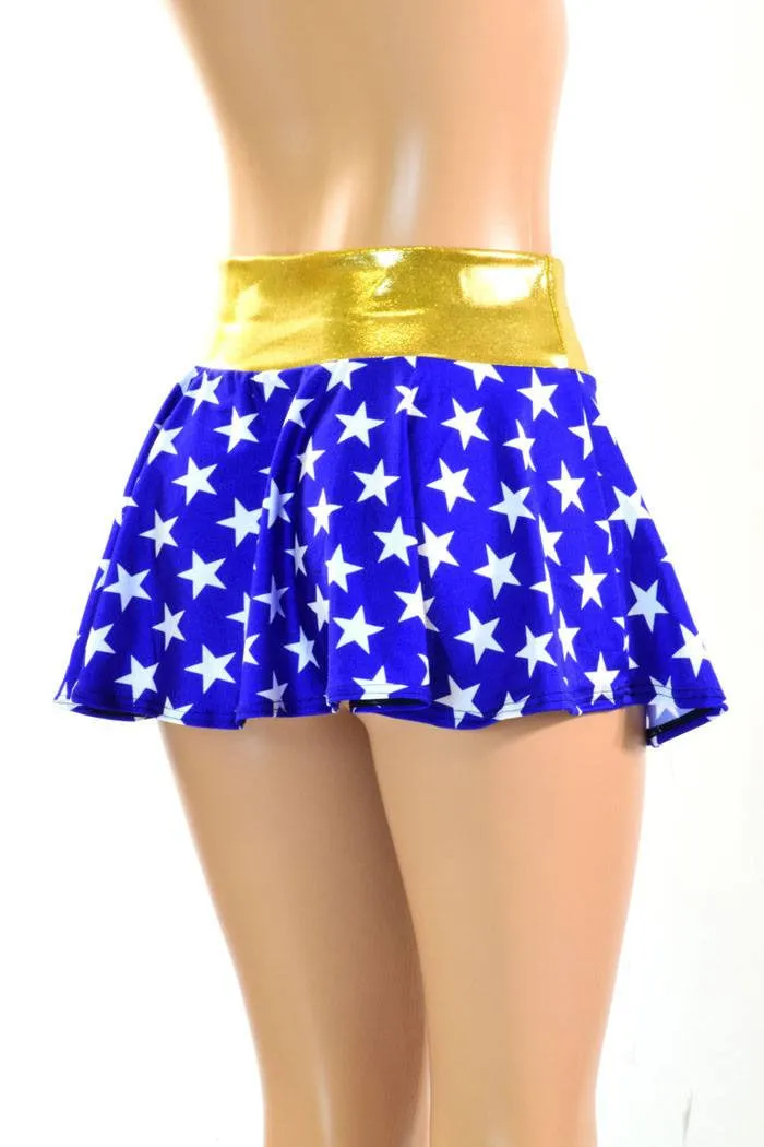 Ready to Ship Blue & White Star Circle Skirt XS