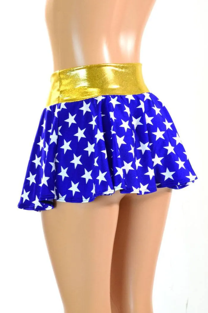 Ready to Ship Blue & White Star Circle Skirt XS