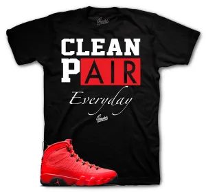 Retro 9 Chile Red Clean Pair Shirt