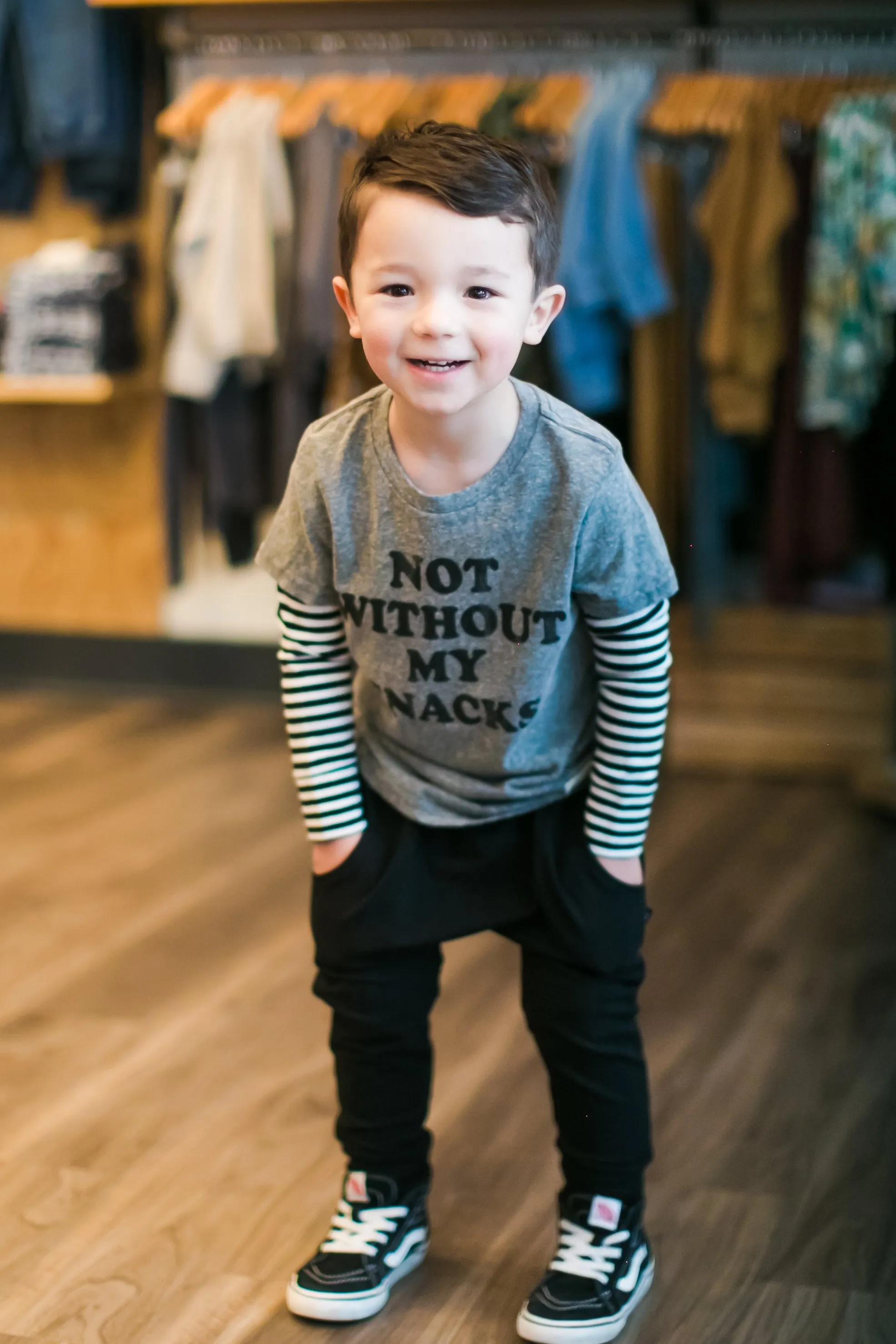 Retro Brand - Not  Without My Snacks Tee in Heather Grey