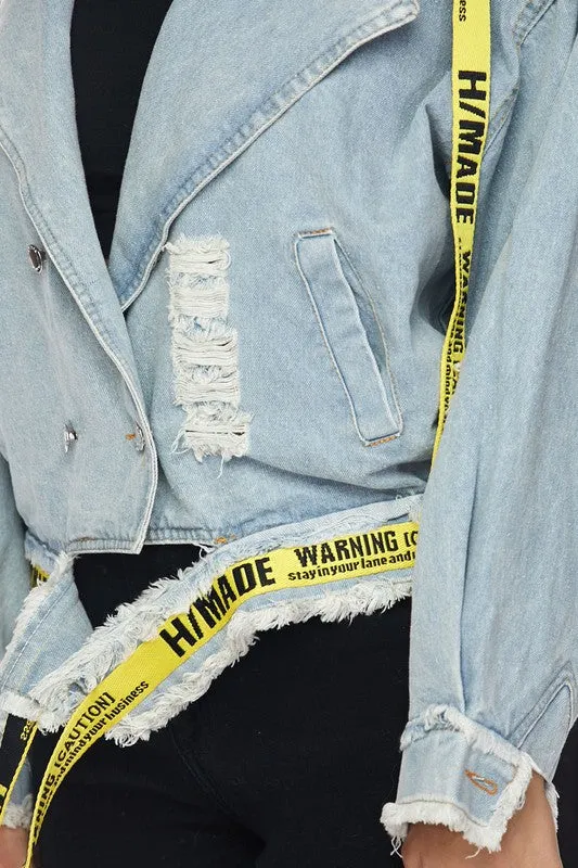 Rip Frnt Lable Trim Denim Jack