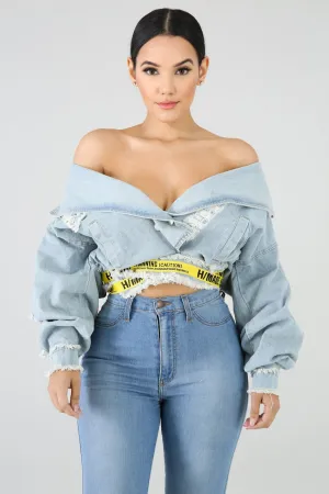 Rip Frnt Lable Trim Denim Jack