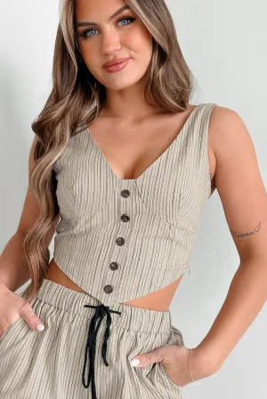 Sharp Minded Beauty Striped Crop Top (Natural)