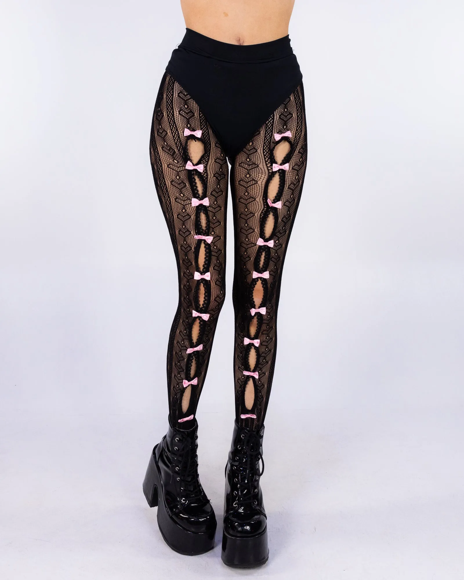 Sweetheart Striped Women's Bow Black Tights