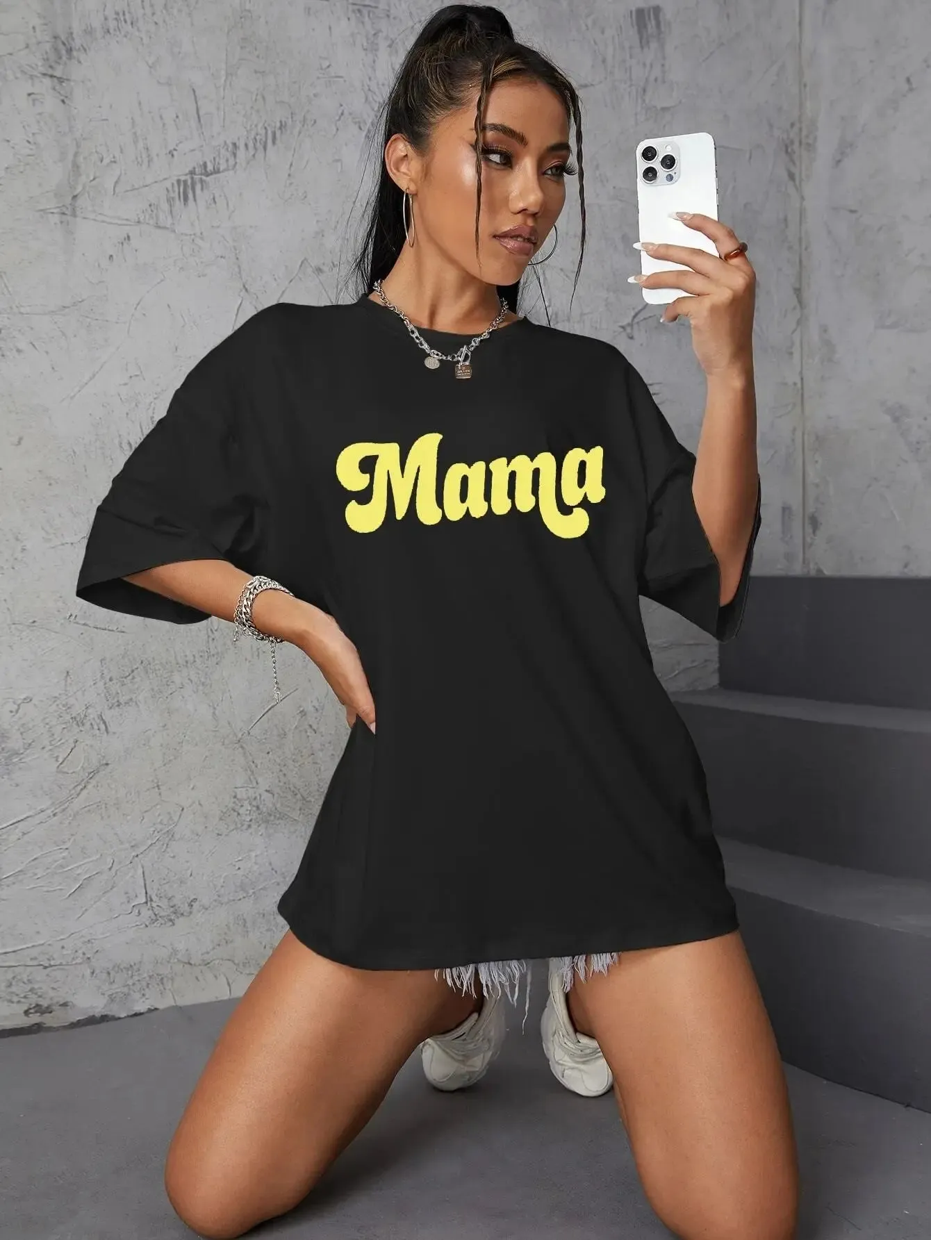 SXV  'Mama’ Printed Cool Aesthetic Oversized T-shirt