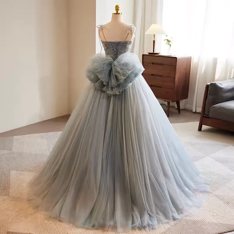 Vintage Ball Gown Strapless Tulle Gray Sweet 16 Dresses B141