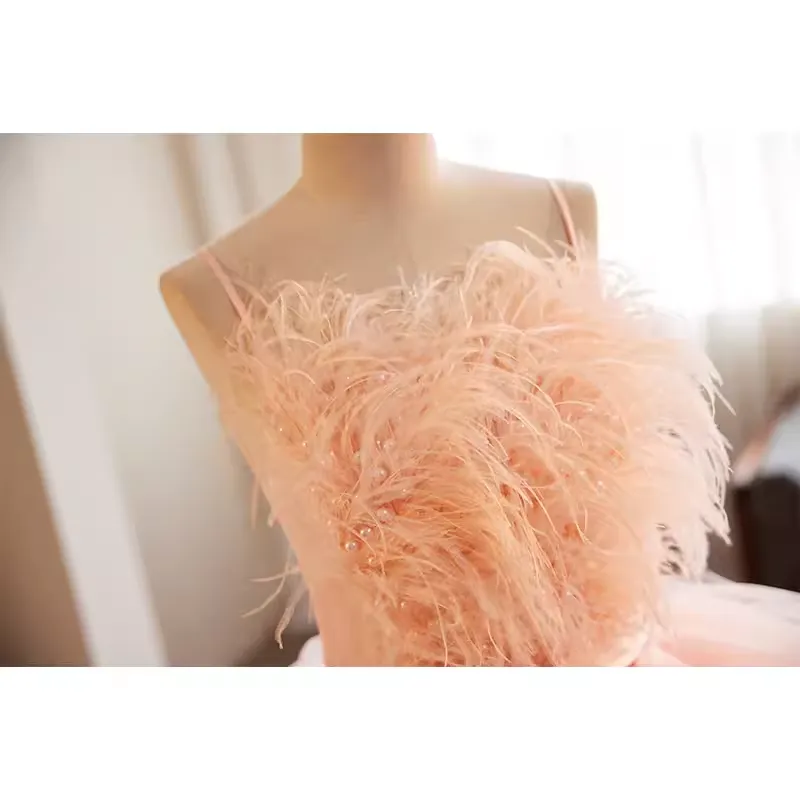 Vintage Ball Gown Straps Tulle Pink Sweet 16 Dresses B137