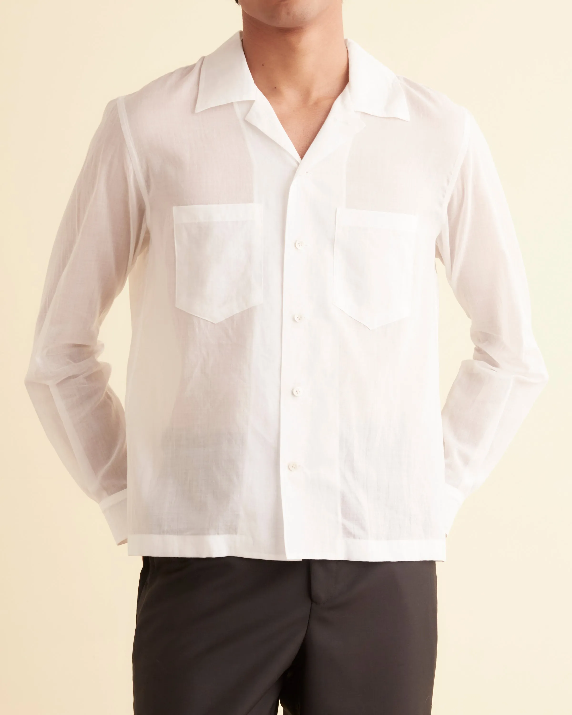 Voile Long Sleeve Shirt - White
